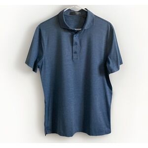 G/FORE Melange Ice Nylon Golf Polo Short Sleeve Athleisure Shirt Blue Medium